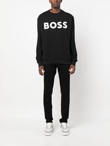 BOSS Sweater met logoprint - Zwart