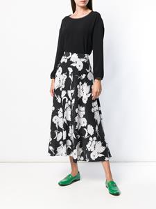 albertobiani Alberto Biani crepe blouse met satijnen manchetten - Zwart