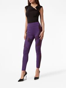 philippplein Philipp Plein Legging met stras logo - Paars