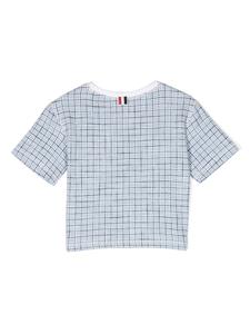 Thom Browne Kids Geruit T-shirt - Blauw