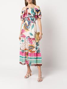 PatBO Off-shoulder midi-jurk - Veelkleurig