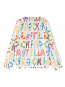 stellamccartneykids Stella McCartney Kids Bomberjack met logoprint en opstaande hals - Wit