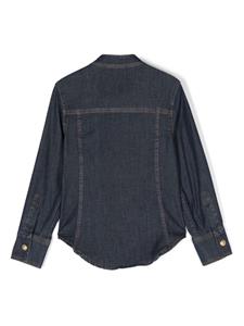 balmainkids Balmain Kids Spijkershirt met knopen met reliëf - Blauw