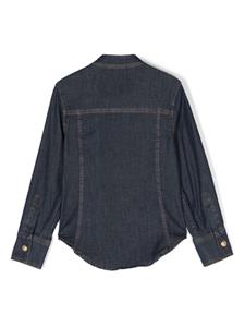 Balmain Kids Spijkershirt met knopen met reliëf - Blauw