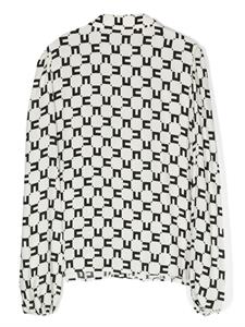 elisabettafranchilamiabambina Elisabetta Franchi La Mia Bambina Crêpe shirt met monogramprint - Beige