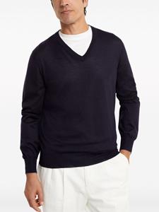 brunellocucinelli Brunello Cucinelli geribbelde trui met V-hals - Blauw