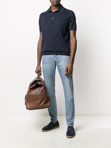 brunellocucinelli Brunello Cucinelli Fijngebreid poloshirt - Blauw
