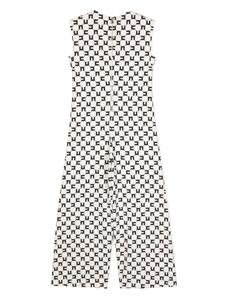 elisabettafranchilamiabambina Elisabetta Franchi La Mia Bambina Crêpe romper met monogramprint - Beige