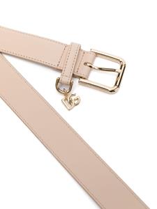 dolce&gabbana Dolce & Gabbana Leren riem met logobedel - Beige