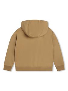 bosskidswear BOSS Kidswear Jersey hoodie met logo-reliëf - Bruin