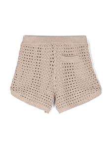 brunellocucinellikids Brunello Cucinelli Kids Opengebreide shorts verfraaid met pailletten - Beige
