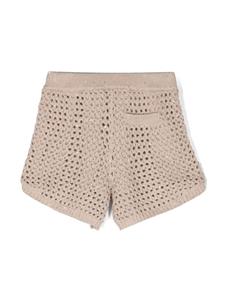 Brunello Cucinelli Kids Opengebreide shorts verfraaid met pailletten - Beige