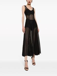 dolce&gabbana Dolce & Gabbana Flared midi-jurk met kanten vlakken - Zwart