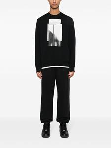 BOSS Sweater met print en ronde hals - Zwart