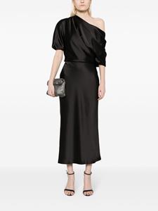 Amsale Off-shoulder midi-jurk - Zwart