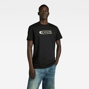 G-Star RAW Distressed Old School Logo T-Shirt - Zwart - Heren