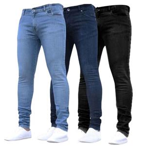 Tianhangyuan Mid-rise rits met meerdere zakken heren jeans lente herfst slim fit potlood denim broek streetwear