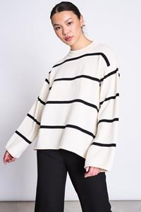 JAN N JUNE JAN 'N JUNE Damen vegan Pullover Marta Gestreift Offwhite