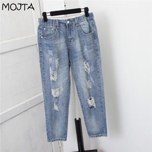 Dames hoge taille slim fit dames jeans Casual gat denim harembroek oversized broek streetwear cropped broek plus size