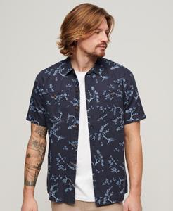 Superdry Mannen Beach Overhemd met Korte Mouwen Blauw