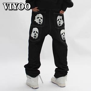 VIYOO Lente Print Baggy Broek Jeans Man Trendyol Mannen Mode Kleding Y2k Jeans Hip Hop Vintage Streetwear Heren Harajuku Denim Brede Broek Vrouwen