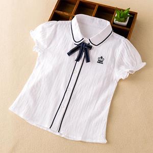 YUBAOBEI Zomer Meisjes Witte Blouse Nieuwe Kinderen Katoen T-shirt met korte mouwen Casual Koreaanse meisjes Ademende Top Blouse