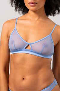 Understatement Damen vegan Triangel Bralette Mesh Cut-Out Hellblau