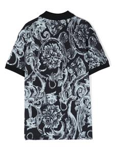 versacekids Versace Kids Piqué poloshirt met barokprint - Blauw
