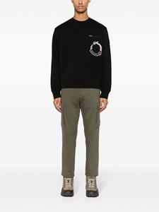Moncler Sweater met logoprint en verlaagde schouders - Zwart