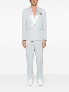 Off-White Pantalon met zijstreep van scheerwol - Blauw