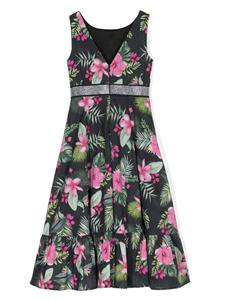 Monnalisa Jurk met bloemenprint - Zwart
