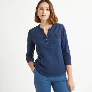 ANNE WEYBURN T-shirt met tuniekhals en lange mouwen