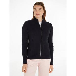 Tommy Hilfiger Strickjacke "SKINNY CABLE ZIP CARDIGAN", mit Logoprägung