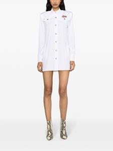 Alessandra Rich logo-patch lace-trim minidress - Wit