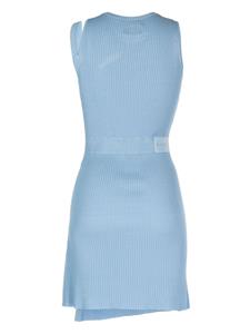 Feng Chen Wang ribbed-knit asymmetric minidress - Blauw