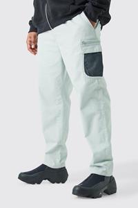 Boohoo Plus Elastic Comfort Mesh Pocket Cargo Trouser, Light Grey