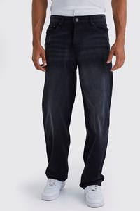 Boohoo Onbewerkte Baggy Jeans Met Dubbele Tailleband, Washed Black