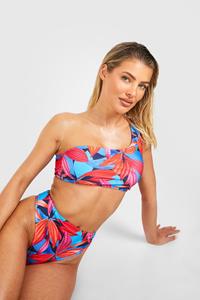 Boohoo Tropische Bikini Set Met Eén Blote Schouder, Tropical Orange
