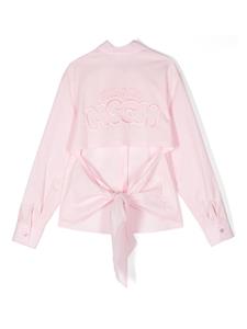 msgmkids MSGM Kids Katoenen popeline shirt met geborduurd logo - Roze