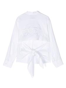 msgmkids MSGM Kids Katoenen popeline shirt met geborduurd logo - Wit