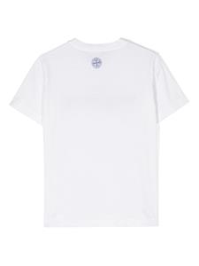 stoneislandjunior Stone Island Junior Katoenen T-shirt met logoprint - Wit
