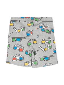 Stella McCartney Kids Trainingsshorts van biologisch katoen met zonnebrilprint - Grijs