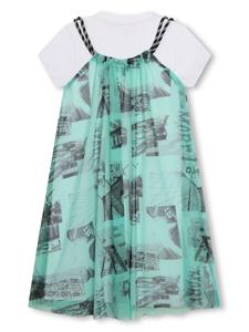 dknykids Dkny Kids Gelaagde A-lijn jurk met print - Groen