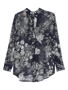 Semicouture floral-print chiffon shirt - Blauw