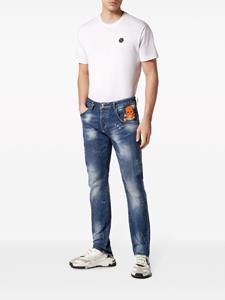 philippplein Philipp Plein Straight jeans met verfspatten - Blauw