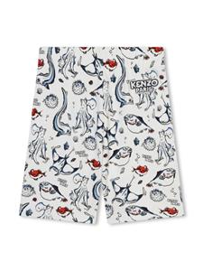 kenzokids Kenzo Kids Katoenen bermuda shorts met print - Wit