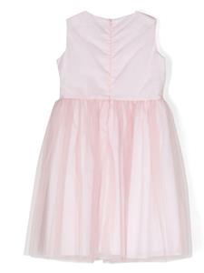 Il Gufo floral-appliqué tulle flared dress - Roze