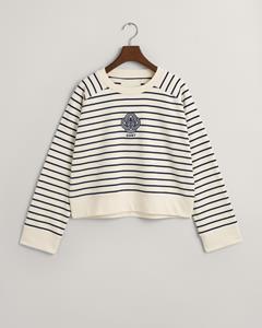 Gant Women Monogram sweatshirt met ronde hals en strepen Beige