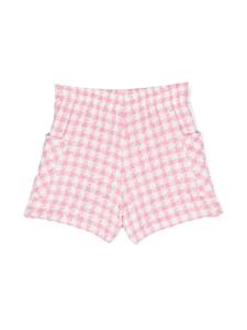 Monnalisa Bouclé shorts met pied-de-poule-print - Wit