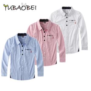 YUBAOBEI Boys Shirt Spring Autumn kids Solid Color Cotton Long-Sleeved Blouse Teen Children's Clothing